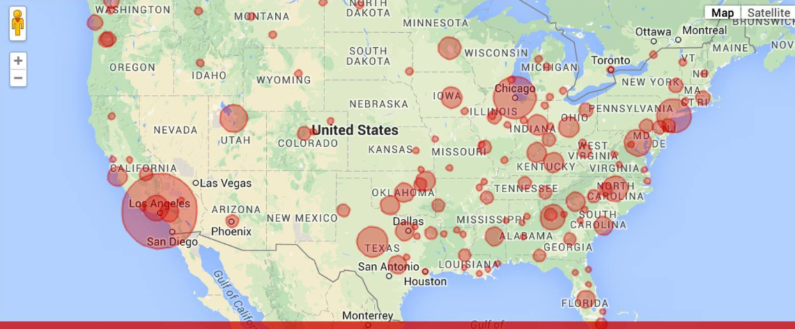 A map made from a Twitter analytic tool (tweetchup) of the first 48 hours of #the15 (before the critics started using the hashtag), demonstrating there might be a tad more than 15 of us. 