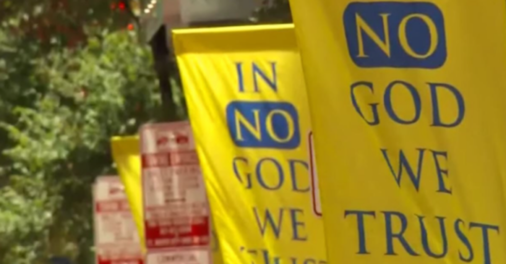 Atheist Banners Wave Proudly in Downtown Fort Worth