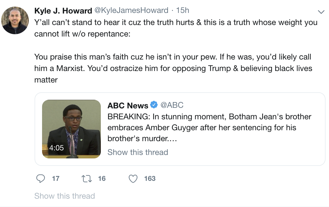 Kyle J. Howard Angry that Black Family Forgave White Woman