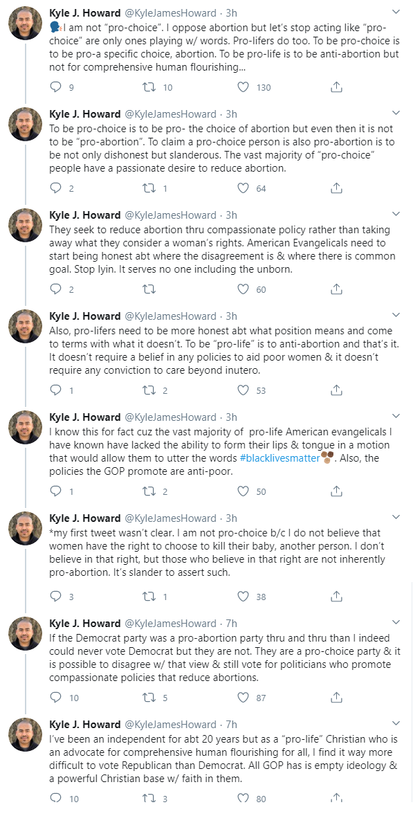 Kyle J. Howard Voting For Biden - Says Being Pro-Choice And Voting ...